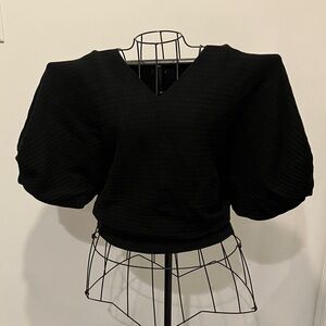 Tahari Black Puff Sleeve Blouse